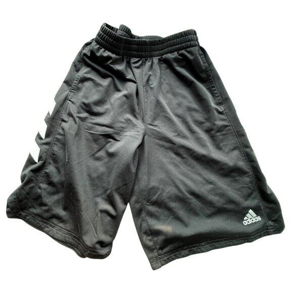 Adidas Youth XL 18/20 Black Athletic Shorts With White Stripes - Picture 15 of 16